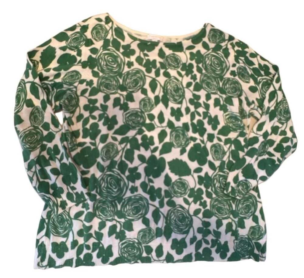 Charter Club Women's Green Floral Long Sleeve Top